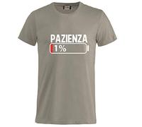 BrolloGroup T-Shirt Uomo Pazienza 1% Magliette Simpatiche PS 27431-A001 (Argento, L)