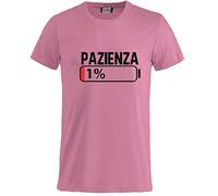BrolloGroup T-Shirt Uomo Pazienza 1% Magliette Simpatiche PS 27431-A001 (Rosa, S)