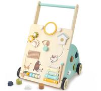 Brolteja Carrello Primi Passi in Legno per Bambini,10 in 1 Baby Activity Center Push Walker regolabile, Girello Montessori con Centro Attività,da 10 mesi a 1-2 anni,Baby Walker Regali di Compleanno