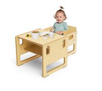Brolteja Children's Feeding Table and Chair Set, Montessori Wooden Children's Table, Game Desk with Storage Space, Suitable for Children to Read, Play, Eat