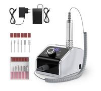 Brolteja Fresa per Unghie Professionale,Lima per Unghie Elettrica 35000RPM,Portable Nail File Kit Set Manicure Elettrico con Pedale e 6 Fresa,Silenziosa per Casa e Nail Art,Casa, Regalo