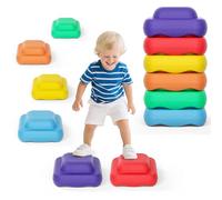 Brolteja Pietre di Bilanciamento per Bambini,6 Pietre di Equilibrio Antiscivolo Impilabili,Stepping Stones per bambini,equilibrio per interni ed esterni percorsi ad ostacoli,Promuove Coordinazione