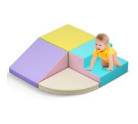 Brolteja Set softplay per bambini da 1 a 3 anni, torre da arrampicata con scivolo, grandi mattoncini per bambini (Macaron-4)