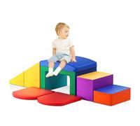 Brolteja Set softplay per bambini da 1 a 3 anni, torre da arrampicata per bambini con scivolo, grandi mattoncini per bambini (colorato-6-L)