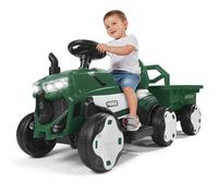 Brolteja Trattore elettrico per bambini, trattore per bambini con rimorchio, con telecomando, luci LED, musica, capacità di carico fino a 30 kg, adatto per bambini da 3 anni (verde)