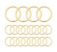 BroLuka 20pcs Split Keychain Anelli, 15mm Round Flat Keyrings Stainless Steel Open Key Chain Ring Dog Tag Rings for DIY Keychain Craft Lanyard, 1,5mm Thick, Black, oro, /