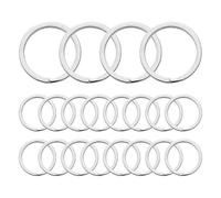 BroLuka 20pcs Split Keychain Anelli, 15mm Round Flat Keyrings Stainless Steel Open Key Chain Ring Dog Tag Rings for DIY Keychain Craft Lanyard, 1,5mm Thick, Black, argento, /