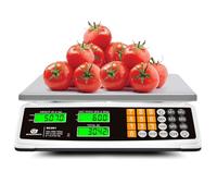 BROMECH Bilancia per calcolo dei prezzi, 40 kg, bilancia commerciale per alimenti per la pesatura della carne, display LCD e retroilluminazione verde brillante per mercati agricoli, negozi di carne,