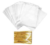 BROMMAT Sacchetti di plastica Trasparente, 100 bustine cellophane 15 x 20 cm per Alimenti Buste per Confetti acchetti di plastica per Biscotti Dolci Torte Caramelle Cupcakes