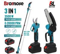 Bromose 3500W Brushless Telescopico Palo Motosega Elettrica 3-IN-1 Forbici a Ramo Alto Strumento di Potatura da Giardino per Batteria 21V
