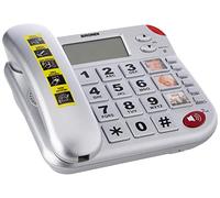 Brondi Super Bravo Plus Telefono a filo senior con telecomando SOS, Installabile anche a muro, Grigio (Argento)