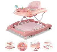 BRONEA® 5-in-1 Girello per Bambini | Baby walker con funzione di dondolo, musica e luce | ausilio per la deambulazione dei bambini a partire da 6 mesi | regolabile in altezza | pieghevole | Rosa