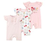 BRONG 3 Confezioni Bambino Pagliaccetto Tutine 100 Cotone Un Pezzo Unico Tuta Estate Neonato Tutina Ragazzi Ragazze Cartone Animato Manica Corta Pigiama 12-18 Mesi