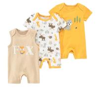 BRONG 3 Confezioni Bambino Pagliaccetto Tutine 100 Cotone Un Pezzo Unico Tuta Estate Neonato Tutina Ragazzi Ragazze Cartone Animato Manica Corta Pigiama 12-18 Mesi