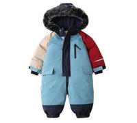 BRONG Bambino Tuta da Neve con Cappuccio Pagliaccetto Vello Ragazzi Ragazze Inverno Cappotto Manica Lunga Tuta Spesso Giacca Unisex Bambini Impermeabile Capispalla Blu 12-18 Mesi