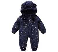 BRONG Neonato Vello Pagliaccetto Del Pigiama Inverno Bambino Tuta Con Cappuccio Tutina Cerniera Lampo a Piedi Flanella Abiti Marina Militare 0-3 Mesi