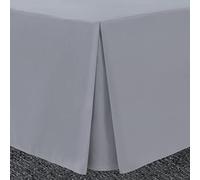 Bronwen Mathew - Mantovana giroletto plissettata, per letto super king, in microfibra spazzolata, di facile manutenzione, non necessita di stiratura (super king, grigio)