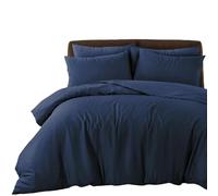 Bronwen Mathews Set copripiumino king size blu navy tinta unita in morbida microfibra con 2 federe, set di biancheria da letto king size, senza pieghe, set da 3 pezzi (blu navy e king size)