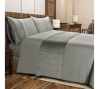 Bronwen Mathews Set copripiumino king size, in morbida microfibra, con fascia quadrata trapuntata in velluto e 2 federe, facile da pulire, senza pieghe, set di biancheria da letto da 3 pezzi (lino)