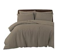 Bronwen Mathews Set copripiumino per letto matrimoniale, color tortora, morbido e traspirante, in microfibra, con 2 federe, facile da pulire, senza pieghe, set di 3 pezzi (grigio talpa scuro,