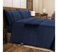 Bronwen Mathews Set copripiumino super king size in morbida microfibra con fascia quadrata trapuntata in velluto e 2 federe, facile da pulire, super king size, set da 3 pezzi (blu navy, super king)
