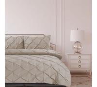 Bronwen Mathews Set di copripiumino Pintuck in Lino con Piega a Pinza, Microfibra Morbida, Letto King, Copripiumino con 2 Fodere per Cuscini, Set di Biancheria da Letto King Antirughe di Facile