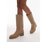 Bronx - Ky-ley - Stivali al ginocchio stile western in camoscio color latte d'avena slavato-Bianco 40