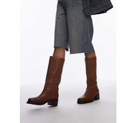 Bronx - Kyley - Stivali al ginocchio in pelle color cognac effetto vintage-Marrone 38