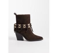 Bronx - New-kole - Stivaletti stile western in camoscio color chicco di caffè con frange-Marrone 39