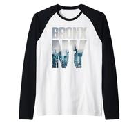 Bronx NYC New York City Skyline Illustration Graphic Design Maglia con Maniche Raglan