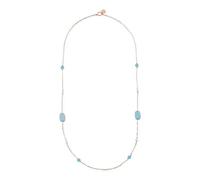 Bronzallure Collana Lunga con Pietre Effetto Occhio di Gatto e Perle d'Acqua Dolce placcata oro rosa 18 carati