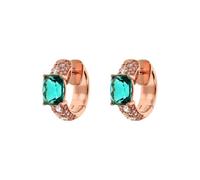 BRONZALLURE Orecchini Donna placcati Oro 18k - Orecchini a Cerchio Anallergici con Pavé di Cubic Zirconia Verde - Gioielli Made in Italy - Idea Regalo Compleanni, Anniversari, Festa Donna, Festa Mamma