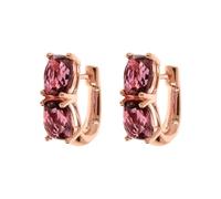 BRONZALLURE Orecchini Donna placcati Oro 18k - Orecchini Ovali Anallergici con Pietre Prisma Gem Bordeaux - Gioielli Made in Italy - Idea Regalo Compleanni, Anniversari, Festa Donna, Festa Mamma