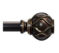 Bronze Curtain Rod for Windows 48 to 84 Inches(4-7ft), 1" Diameter Heavy-Duty Adjustable Decorative Curtain Rod with Striped Twisted Finials - for Living Room Bedroom (Modern Home Decor)
