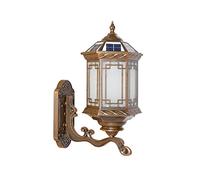 Bronze E27 European Style Retro Wall Lights Led Dual Purpose Solar Wall Lamp Porch Ip23 Waterproof Aluminum Outdoor Wall Sconces 2-Color Dimmable Lighting Fixture
