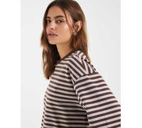 Bronze Snake - Lesley - T-shirt girocollo color cioccolato a righe-Marrone M