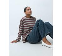 Bronze Snake t-shirt oversize squadrata a doppia riga color cioccolato-Marrone XS