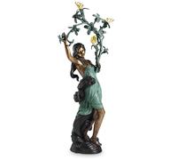 BRONZE Statua in bronzo completa di 3 paralumi Tiffany attacco G9