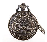 Bronze US State Army Pocket Watch Clock Theme Pendant Necklace Men's and Women's Gift Watch Pendant Necklace Pocket Watch