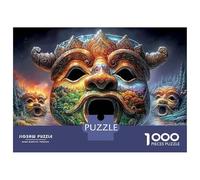 Bronze Ware 1000 Pezzi Puzzle della Maschera Totem Tribale Bundle per Adulti Ultra Difficile Allenamento della Concentrazione Cartone Spesso Decorazione da Parete Attività di Feste 70x50cm/1000pezzi