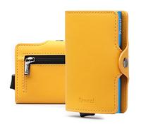 Bronzi Nuovo Portafoglio Porta Carte Credito - Portafoglio Uomo Slim Portacarte uomo - Mini Porta Tessere - Protezione RFID Portatessere Pelle - Design Smart Italiano (Giallo)