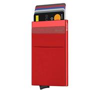 Bronzi® Porta carte Uomo Slim Donna - Portafoglio Porta Carte Di Credito Protezione RFID - Portacarte Mini Portatessere tascabile smart schermato (Rosso)