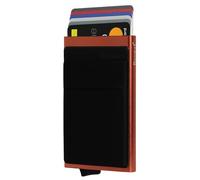 Bronzi® Portafoglio Porta badge Uomo Donna Slim Porta Carte Credito - Protezione RFID - Mini Portatessere tascabile smart schermato (Arancione-Nero)