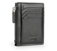 Bronzi Portafoglio Porta Carte Credito - Portafoglio Uomo Slim Portacarte uomo - Mini Porta Tessere - Protezione RFID - Design Smart Italiano Scatola Regalo inculsa (Zip Nero)