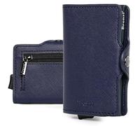 Bronzi Portafoglio Porta Carte Credito - Portafoglio Uomo Slim Portacarte uomo - Mini Porta Tessere - Protezione RFID - Design Smart Italiano Scatola Regalo inculsa (SAFFIANIO BLU SCURO)
