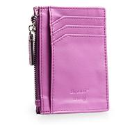 Bronzi Portafoglio Porta Carte Credito - Portafoglio Uomo Slim Portacarte uomo - Mini Porta Tessere - Protezione RFID - Design Smart Italiano Scatola Regalo inculsa (Zip Viola)