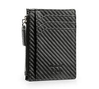 Bronzi Portafoglio Porta Carte Credito - Portafoglio Uomo Slim Portacarte uomo - Mini Porta Tessere - Protezione RFID - Design Smart Italiano Scatola Regalo inculsa (Zip Carbon)