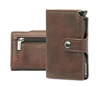 Bronzi Portafoglio Portafoglio Uomo Slim - In Pelle Marrone - Porta Carte Credito - Portacarte uomo - Mini Porta Tessere (Marrone)