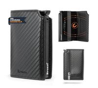 Bronzi Portafoglio Portafoglio Uomo Slim - In Pelle Marrone - Porta Carte Credito - Portacarte uomo - Mini Porta Tessere ( .)