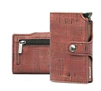 Bronzi Portafoglio Portafoglio Uomo Slim - In Pelle Marrone - Porta Carte Credito - Portacarte uomo - Mini Porta Tessere (vero Sughero)